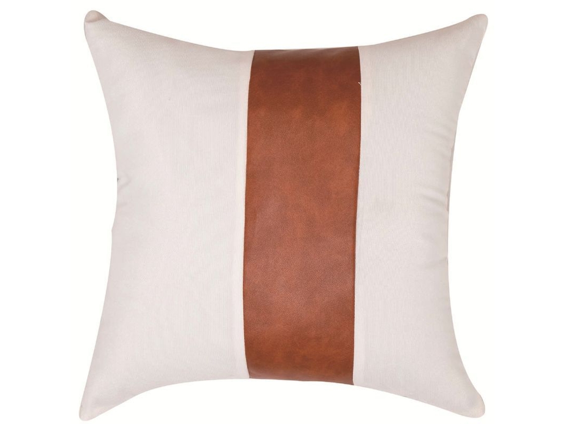Rebe fundas de Almohadas Decorativas de Granja, 2 Unidades com Listras, Couro Falso, 45x45cm para Sofá e Lar Moderno Boho