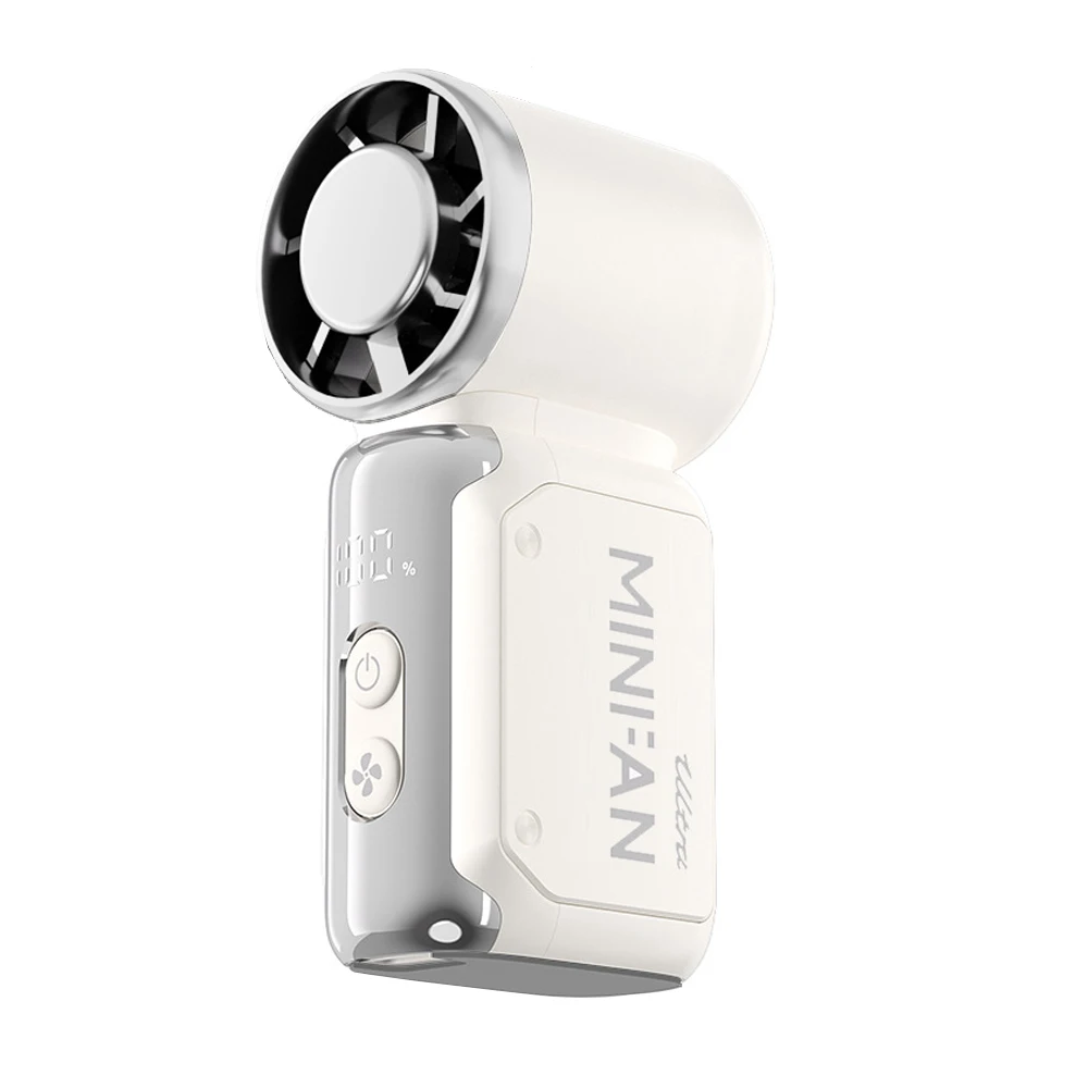 (branco) Mini Ventilador Portátil, 1-199 Velocidades De Vento Ajustáveis, Bateria Recarregável De 3600mah