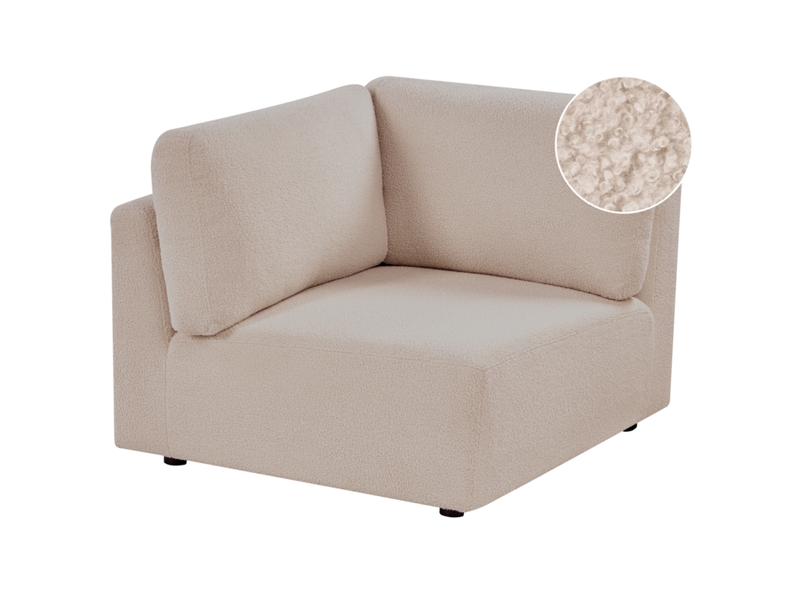 Beliani Kivvik De Bouclé Creme Módulo de borda esquerda 97x97x80