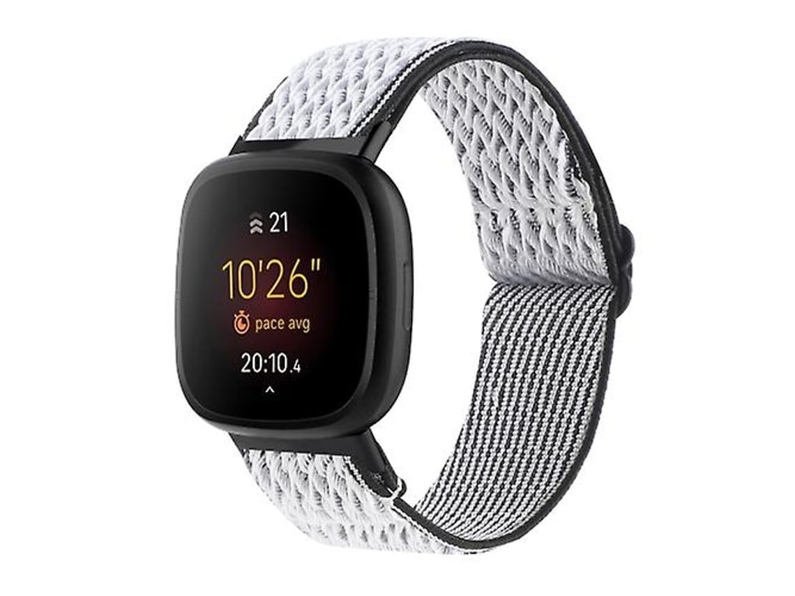 Pulseira De Relógio Lurelia Para Fitbit Versa 4 / Sense 2 Nylon Branco Preto