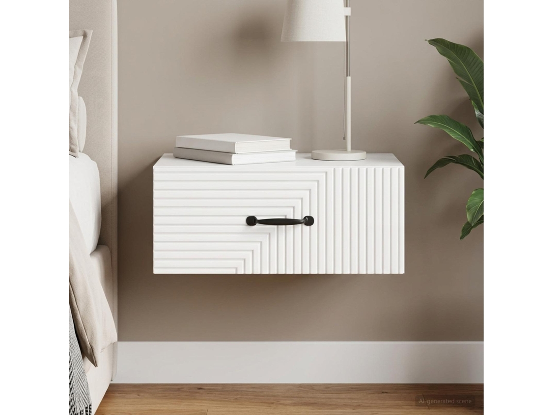 Vidaxl Gabinete De Canto Montado Na Parede Branco Brilhante