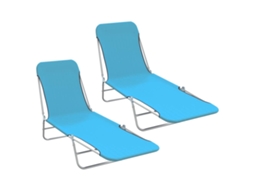 Vidaxl Espreguiçadeiras Dobráveis 2 Pcs Aço E Tecido Azul