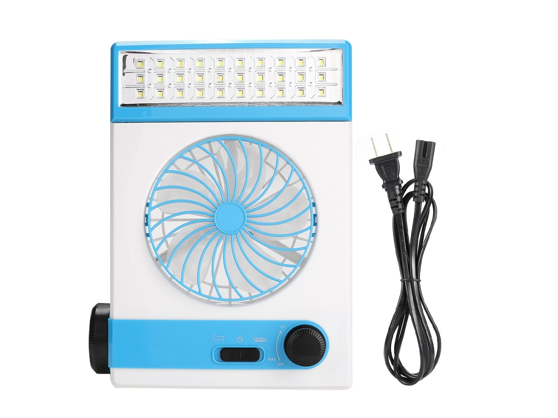 Ventilador Solar Recarregável com Luz Led para Camping