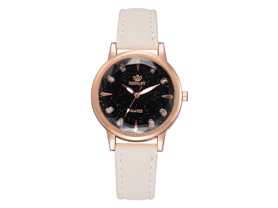 Relógio de Pulso Feminino com Correia Pu Estilo Simples Quartzo Anti alérgico Branco