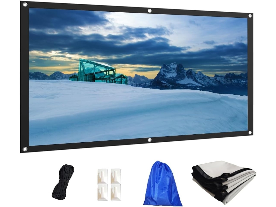 Tela de Projeção 60" 16:9 4:3 Portátil, para Uso Doméstico e Externo