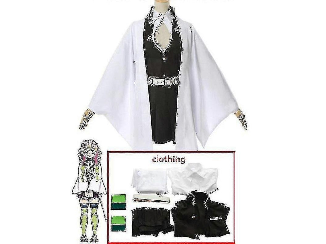 2026 traje de Cosplay Kimono Kanroji Mitsuri Demon Slayer Kimetsu no Yaiba Anime para Mulheres Halloween Adulto Kids