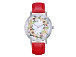 Relógio de Pulso Feminino de Quartzo com Pulseira de Couro Dial Redondo Analógico Presente