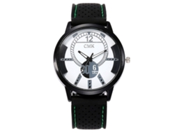 Relógio esportivo casual unissex com pulseira de silicone verde.