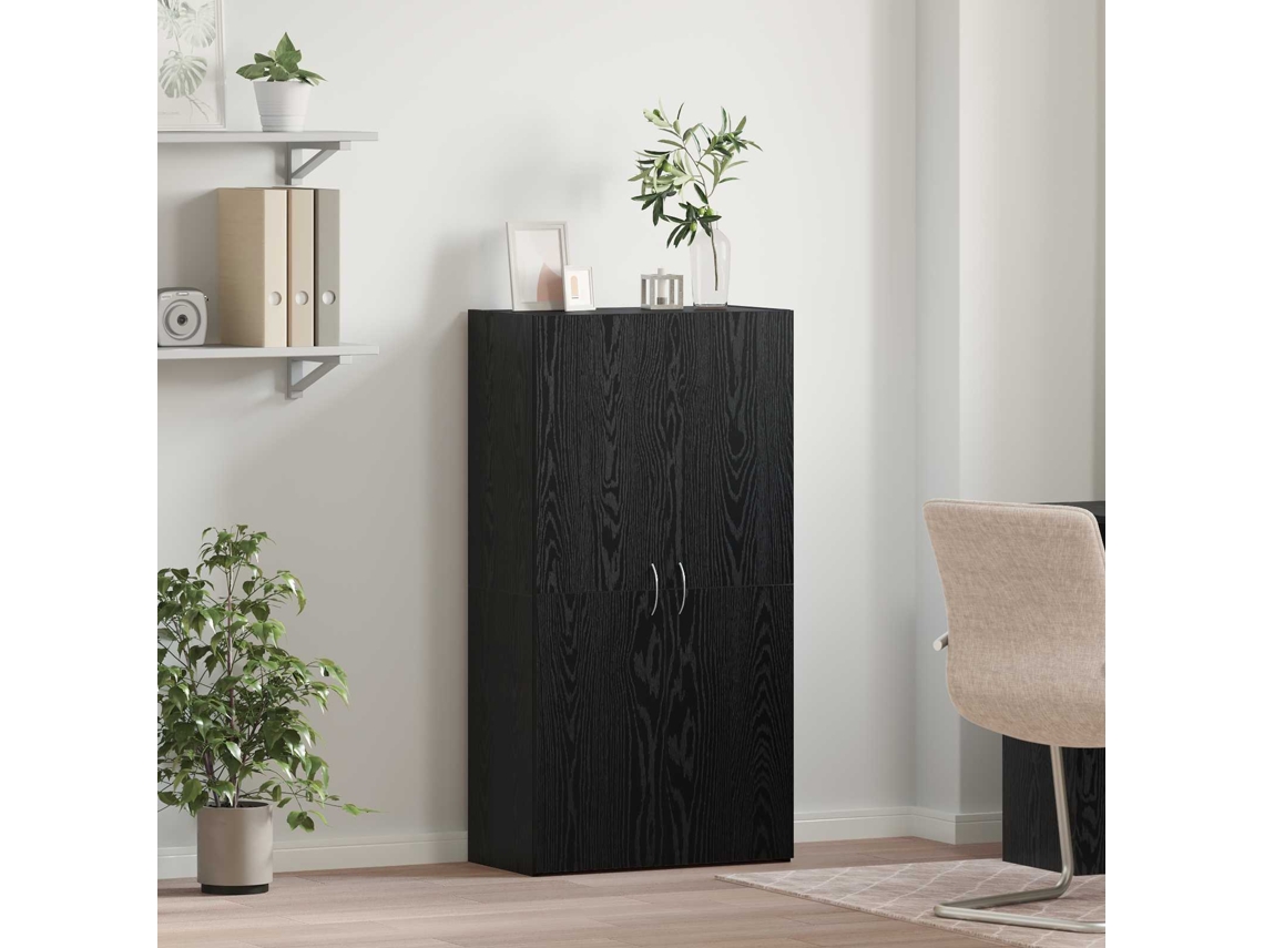 Vidaxl Armário De Escritório Carvalho Preto 60 X 32 X 115 Cm