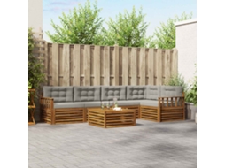 Vidaxl Conjunto De Sofás Para Exterior 6 Pcs Cinza Natural E Claro