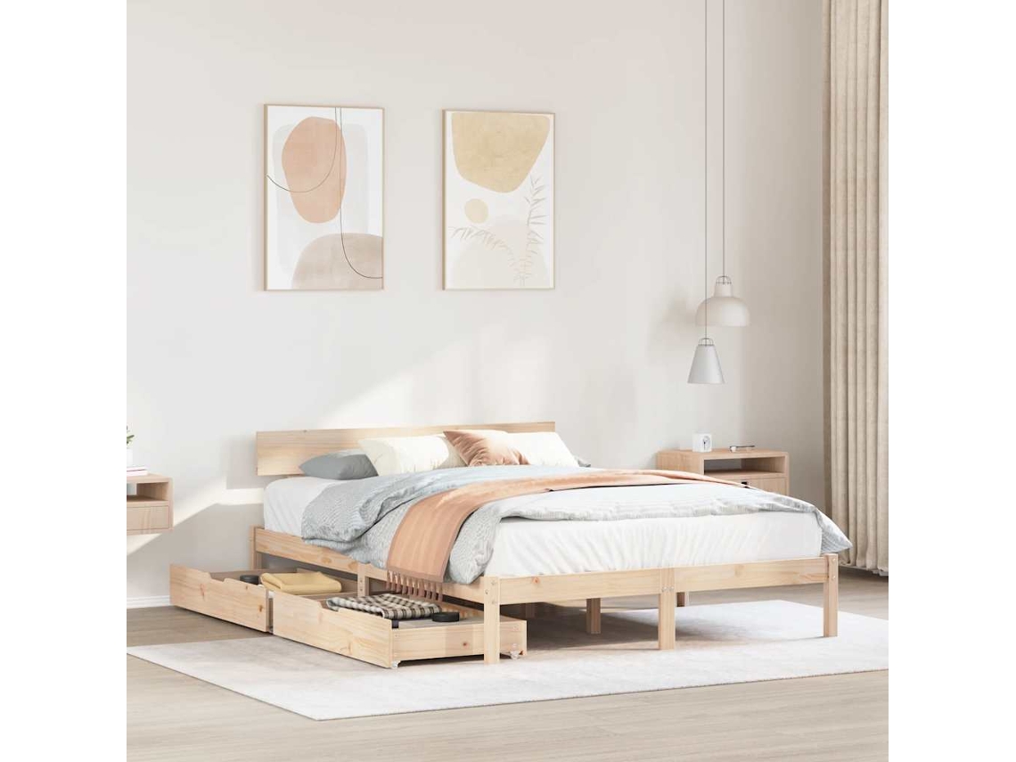 Vidaxl Cama Sem Colchão 120x190 Cm Madeira De Pinho Maciça