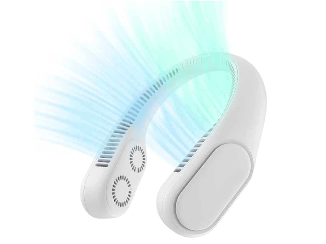Ventilador De Pescoço Quatro Turbo Ventilador De Pescoço Portátil Sem Lâmina Atualizado Design Vestível De 4000mah Recarregável Branco Lalamoli