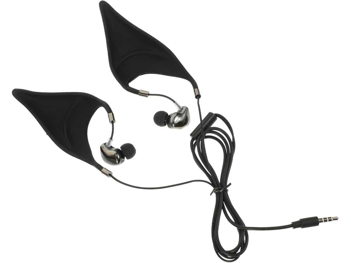Fones De Com Fio, Estilo Elfo, Para E Na Cor Preta. Ideais Jogos