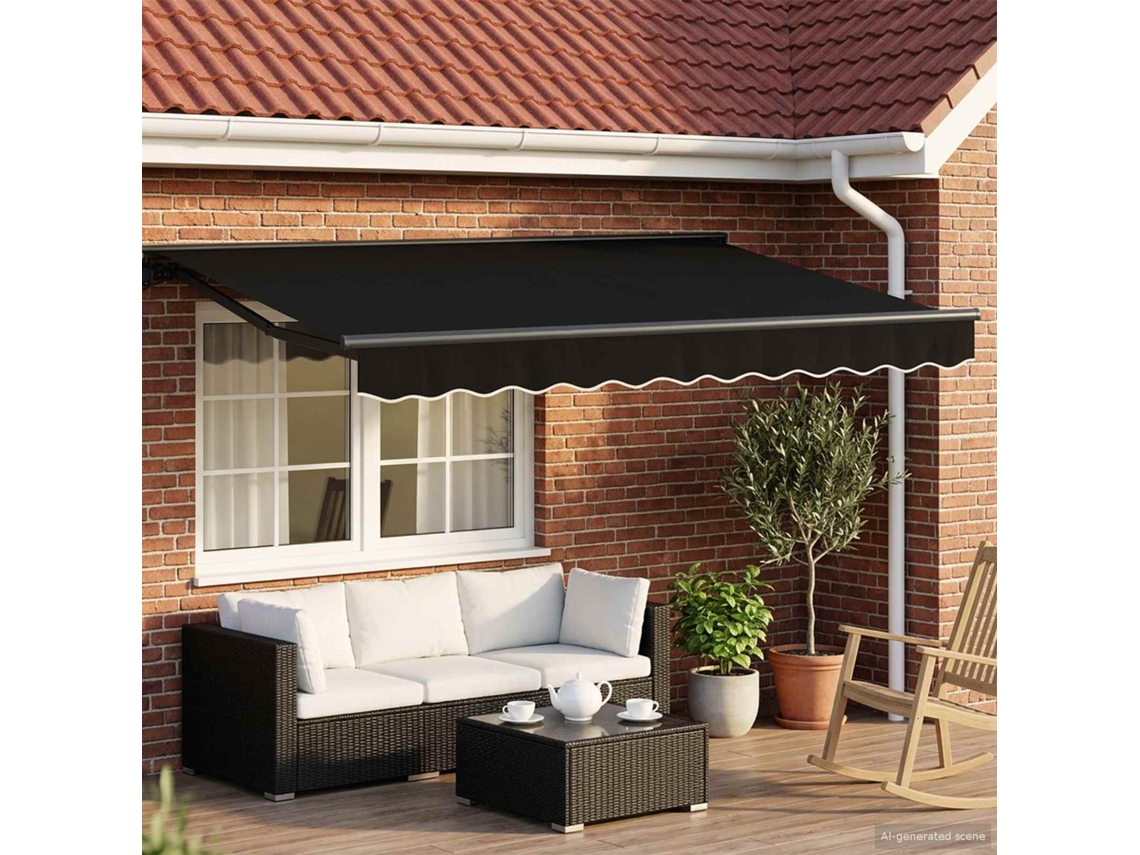 Vidaxl Toldo Retrátil Elétrico Preto E Anthracite 3,5 X 2,5 M