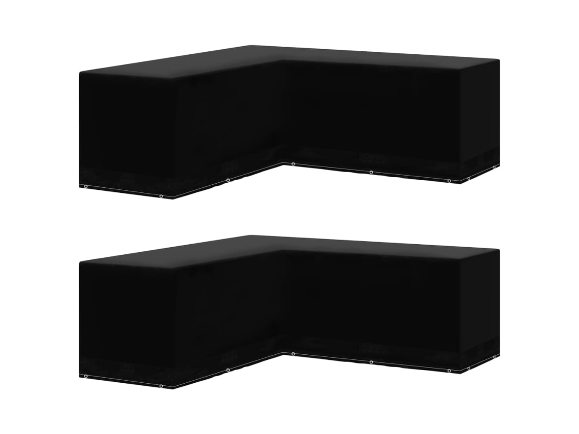 Vidaxl Capas Móveis De Jardim Forma De L 2 Pcs 12 Ilhós 250x250x90 Cm