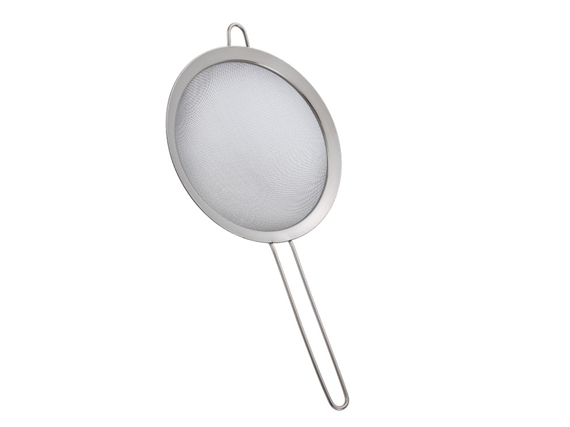 Peneira Malha Fina Aço Inoxidável Estrutura Reforçada Cabo Resistente Ideal Peneirar Filtrar Drenar Enxaguar Vegetais Massas Chá 22 Cm