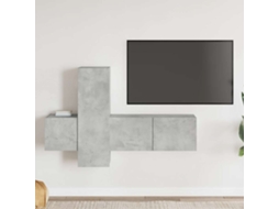 Vidaxl 3 Pcs Conjunto De Móveis De Tv Contraplacado Cinzento Cimento