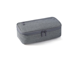 Estojo Em Lona Com Múltiplos Compartimentos, Bolsa De Grande Capacidade Para Artigos De Papelaria – Cinza