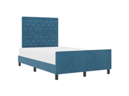 Cama De Casal | Camas Para Quarto | Cama Box Com Cabeceira Azul Escuro 120 X 200 Cm Veludo