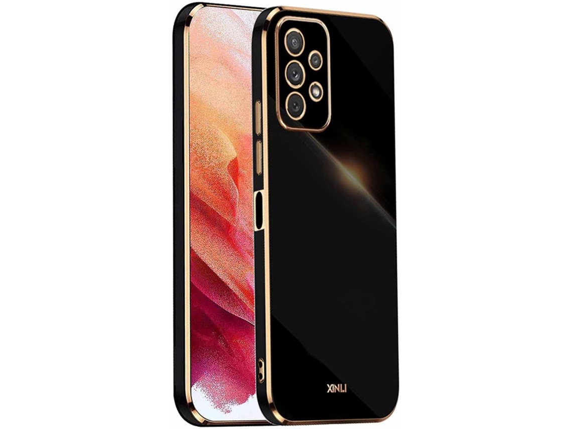 Capa Banhada Ouro Protetora para Samsung Galaxy A23 HONGWE. Anti-Choque Preto