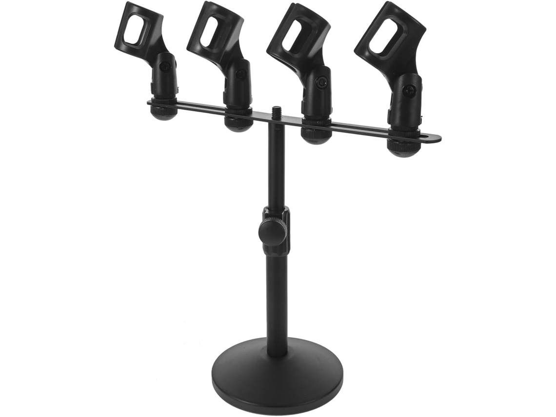 Suporte De Mesa Ajustável De Metal Com 4 Braços Para Microfone, Ideal Para Estúdio E Podcasting.