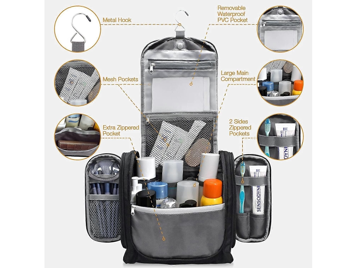 Necessaire Impermeável Para Viagem, Com Gancho Para Pendurar