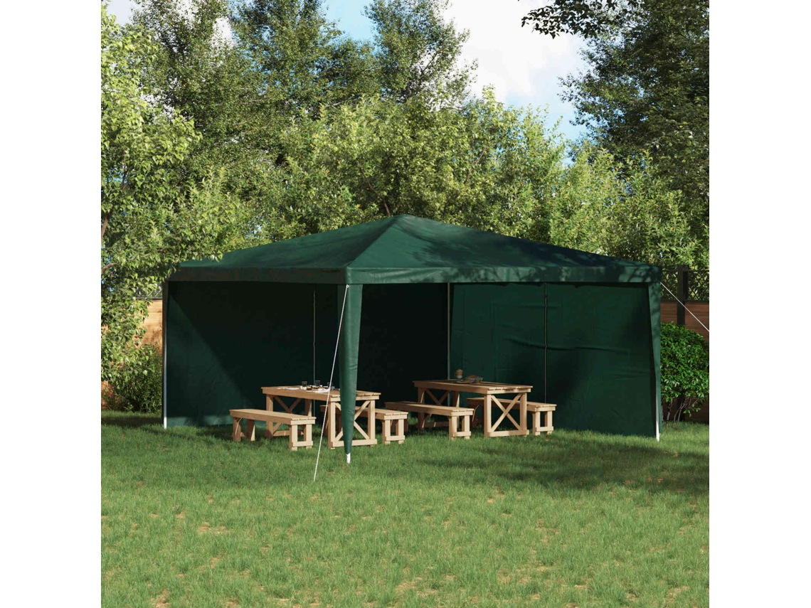 Vidaxl Lateral De Tenda Para Festa 2 Pcs Verde 400 X 195 Cm Pe E Aço