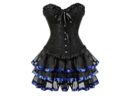 Conjunto de Corset Overbust Burlesque com Saia Tutu (S/MARCA)