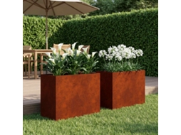 Vidaxl Vaso De Jardim 2 Unid. Ferro Enferrujado 60 X 30 X 50 Cm