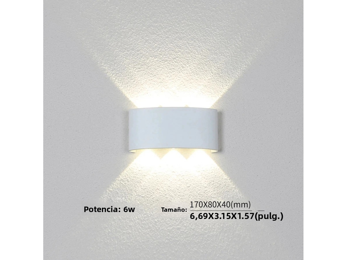 Luminária De Parede Led (branco Quente) De 6w, À Prova D'água, Adequada Para Uso Interno E Externo.