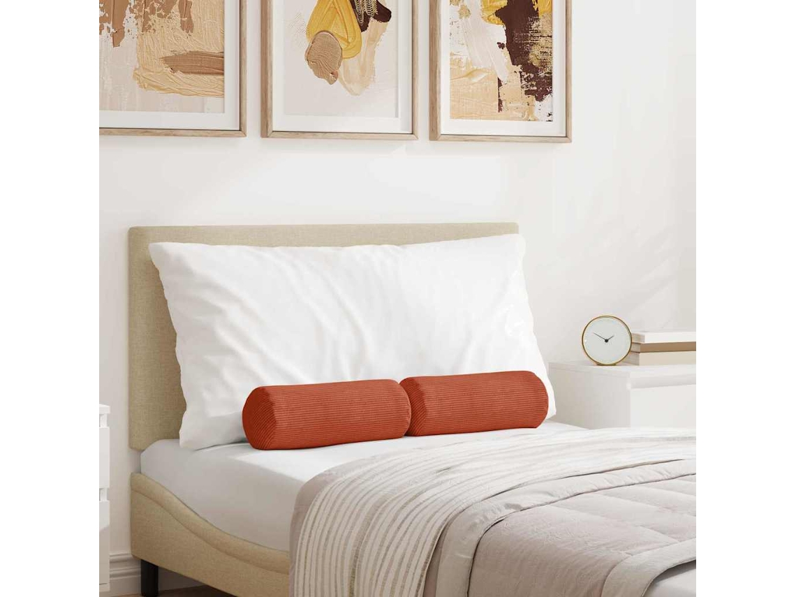 Vidaxl Almofadas De Apoio 2 Pcs Laranja Vermelho Ø 15 X 40 Cm