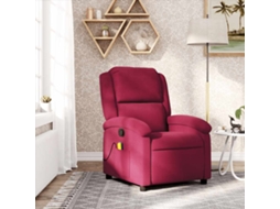 Vidaxl Poltrona De Massagens Reclinável Veludo Vermelho Tinto
