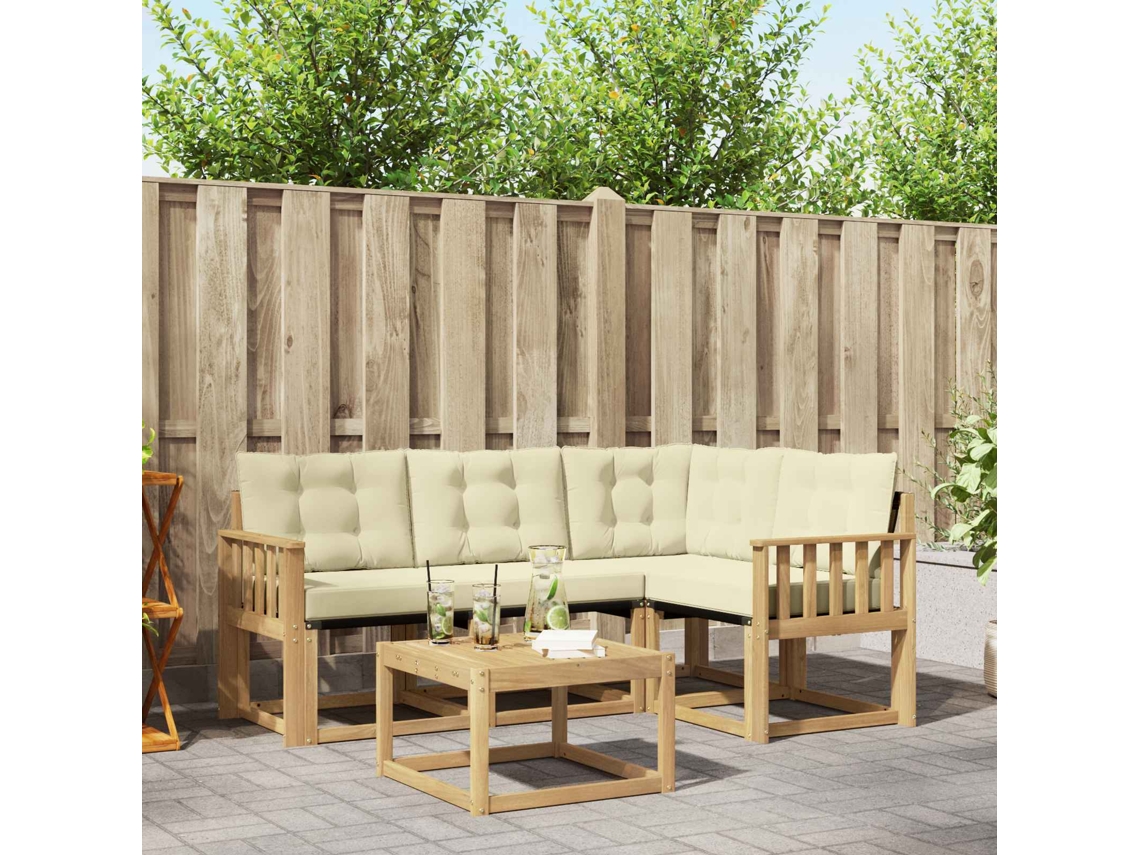 Vidaxl Conjunto De Sofás Para Exterior 5 Unid. Branco E Creme