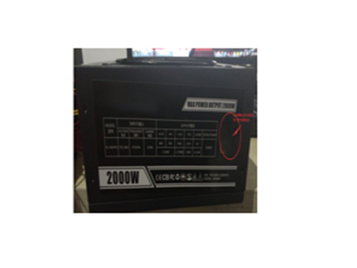 Fonte De Alimentação De Mineração Para Bitcoin/litecoin 2000w 93 Preta Luz Dourada
