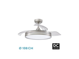 Ventilador Dc 72W Micenas Níquel 3 Lâminas Transparentes FABRILAMP FABRILAMP