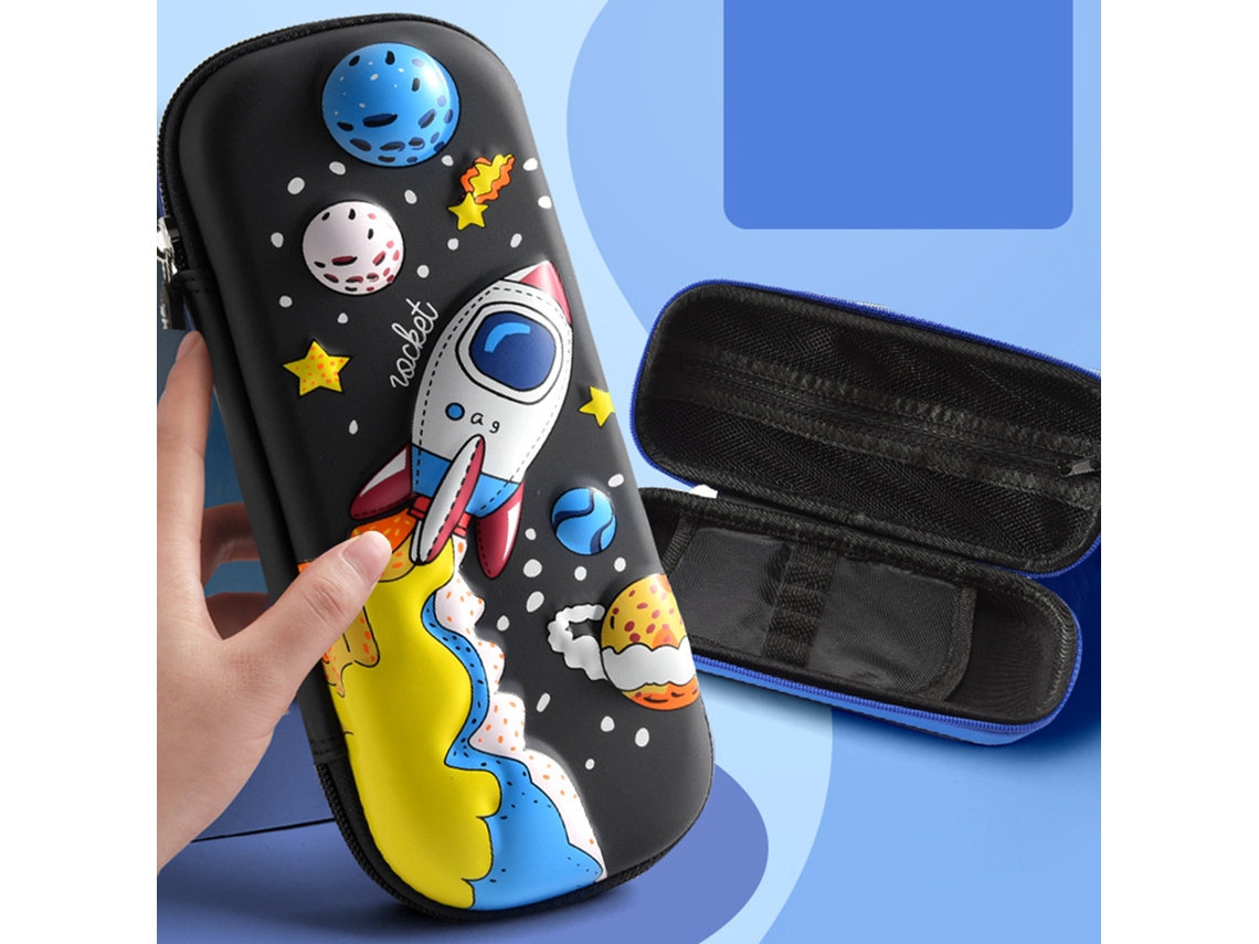 Estuche de Lápices Cartoons Eva 2 Capas Caja de Utensilios Escolares de Gran Capacidad Niños Niñas