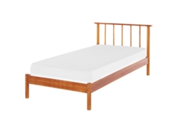 Cama De Madeira Minimalista Com Cabeceira Beliani Barret De Madeira De Pinho Castanho 90x200