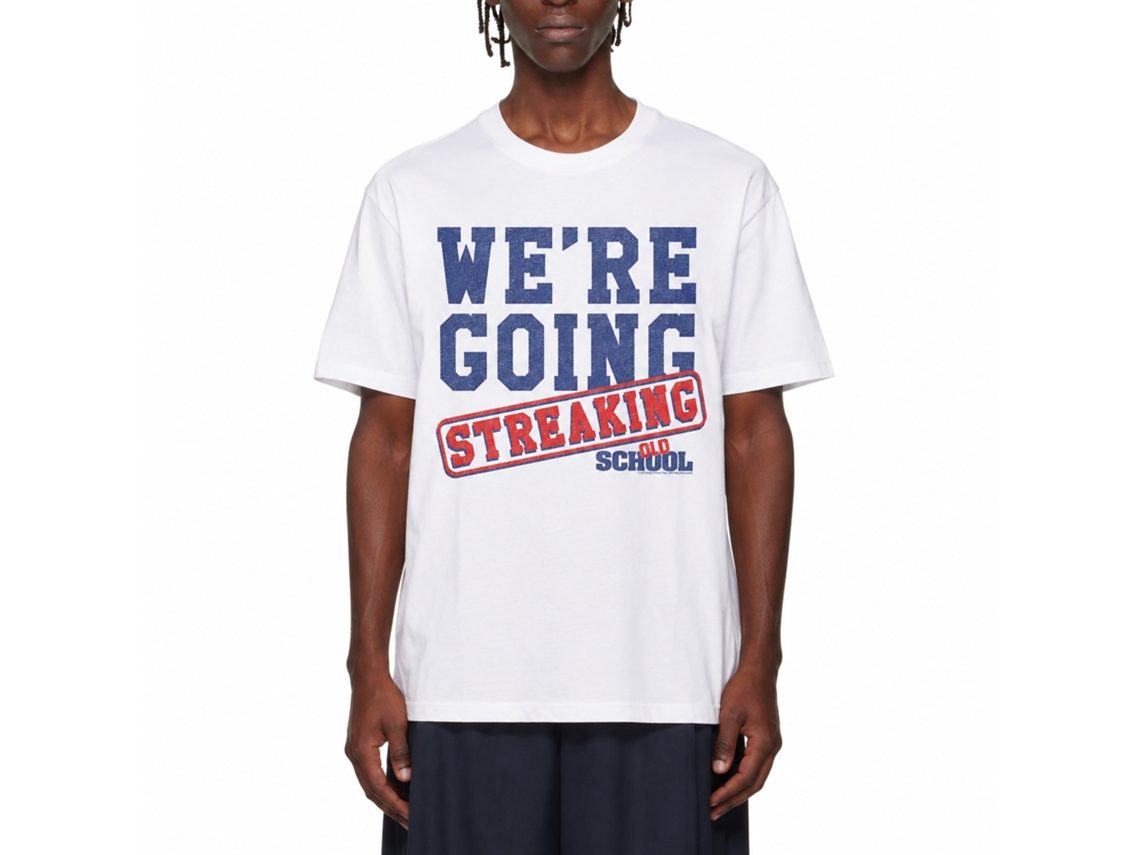 Rockinstone Old School Movie Streaking White Adult T-shirt Size:s