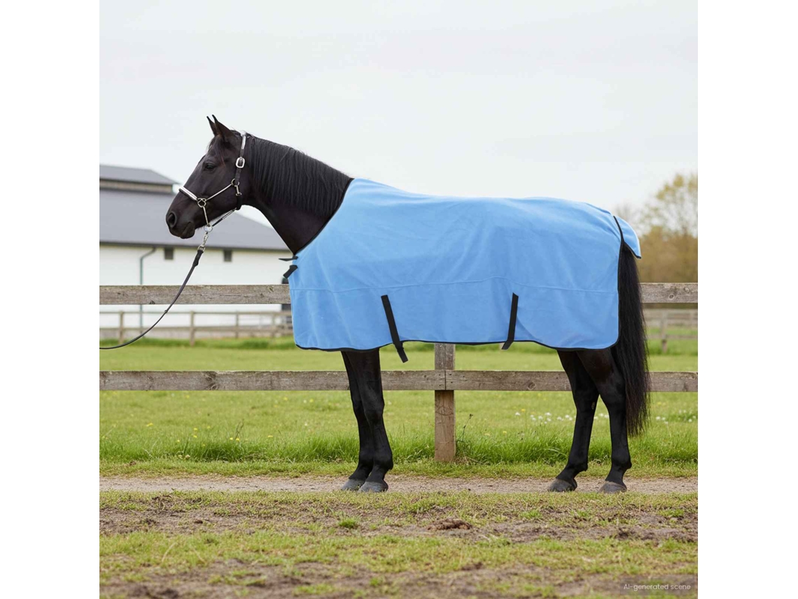 Vidaxl Cobertor De Cavalo Aqua Completo 145 Cm Fleece De Poliéster