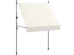Toldo Manual Retráctil 2x1,2 M Exterior Enrolável Altura Ajustável Com Manivela 210-310 Cm Proteção Uv30+ Sem Perfuração Para Jardim Varanda Pátio