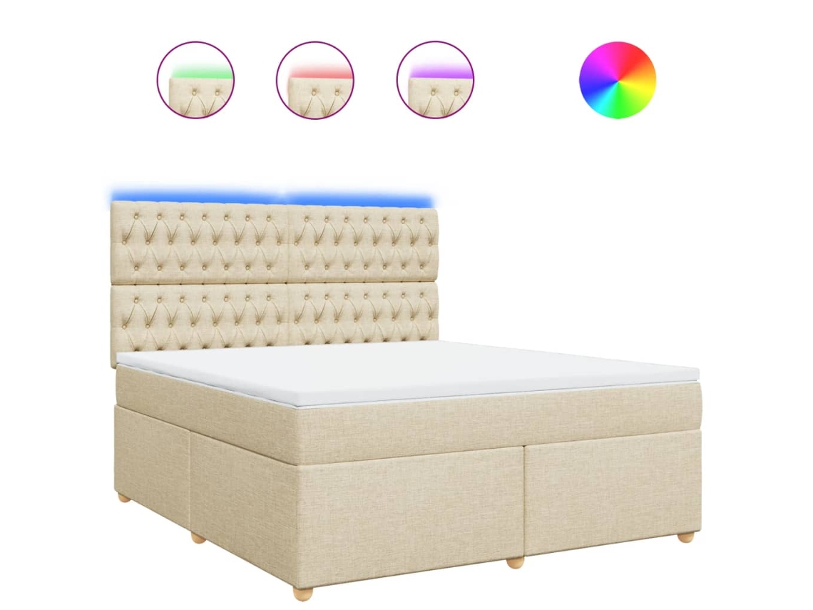 Box Spring Bed, Box Spring Beds Vidaxl Creme Tecido (180 X 200 Cm)