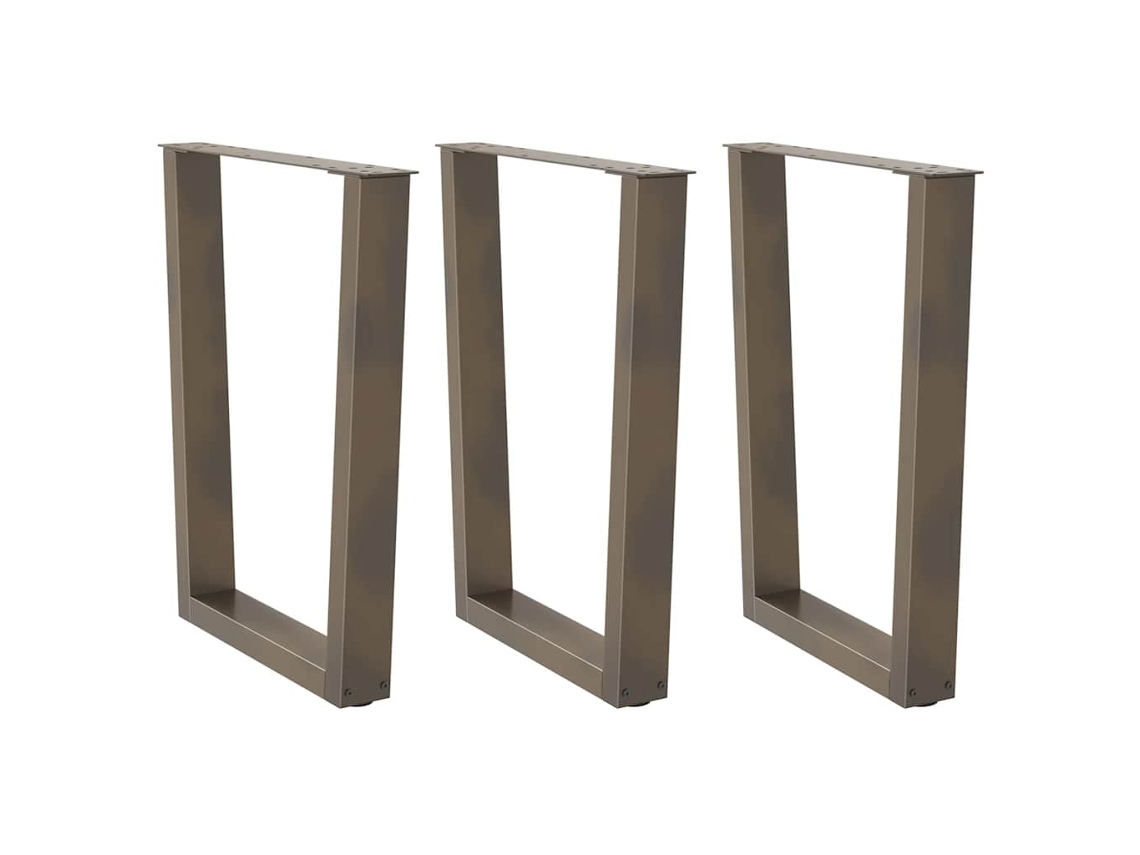 Vidaxl Pés Para Mesa De Jantar Em Formato De V, 3 Peças, Aço Natural, 70x(72-73,3) Cm, Aço