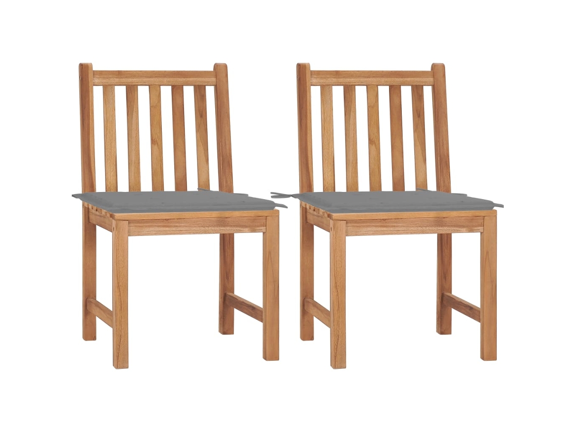 Vidaxl Cadeiras De Jardim C/ Almofadões 2 Pcs Teca Maciça
