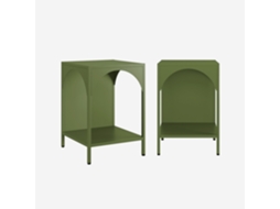 Mesa De Cabeceira, Mesa De Apoio Industrial , Verde Caqui Sweeek (conjunto De 2)