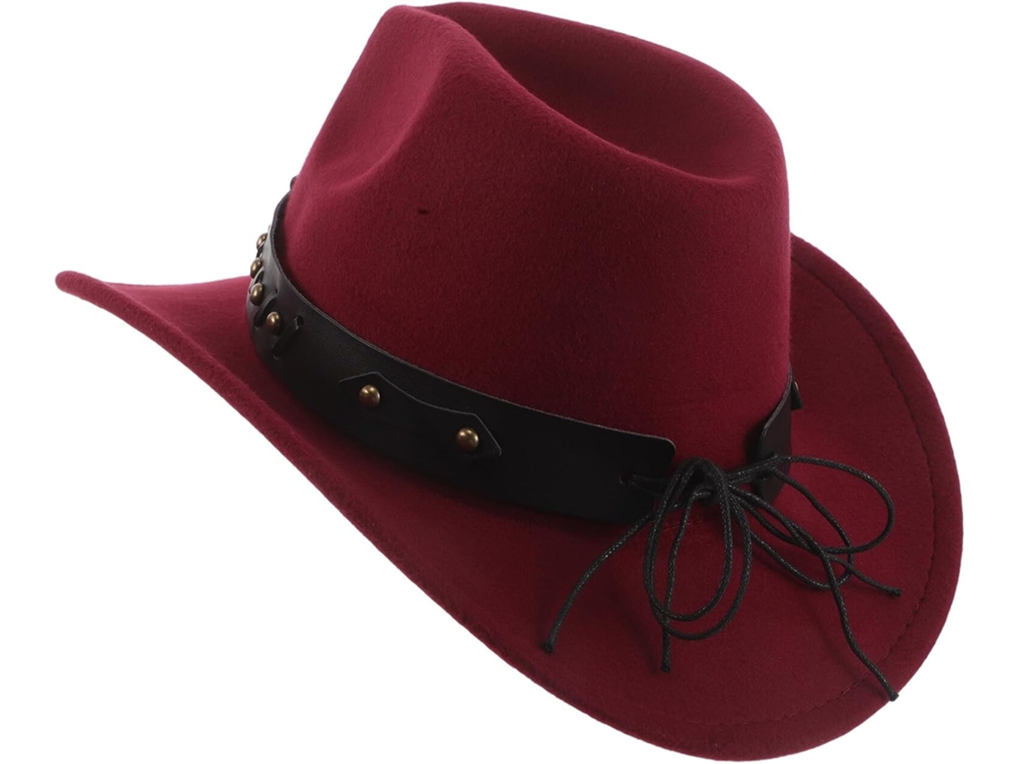 Chapéu De Caubói Feminino Em Feltro Com Cabeça De Touro, Aba Larga, Estilo Fedora Ocidental.