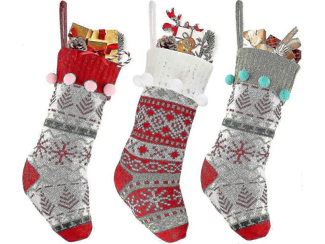 3 Meias De Natal Tradicionais Requintadas Para Pendurar. Loja Olysi