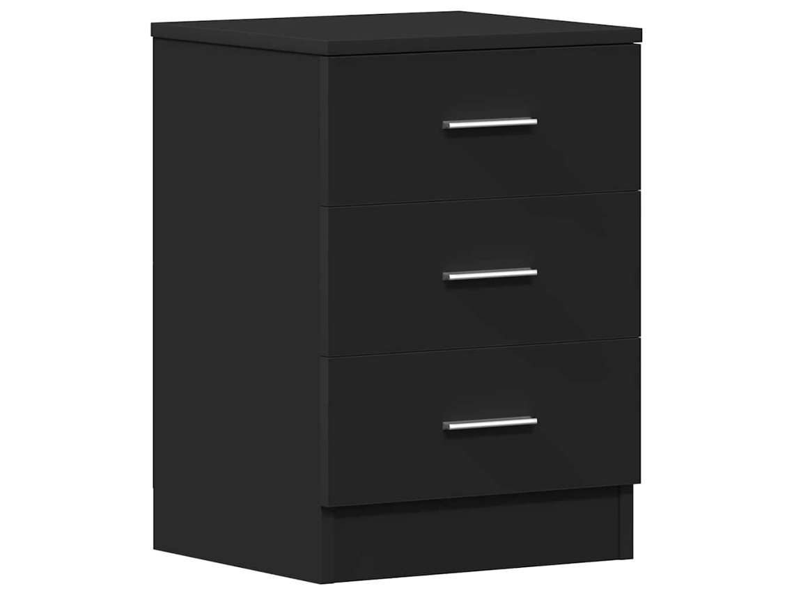 Bedside Cabinet, Bedside Cabinets Vidaxl Preto Madeira Processada (n/a)