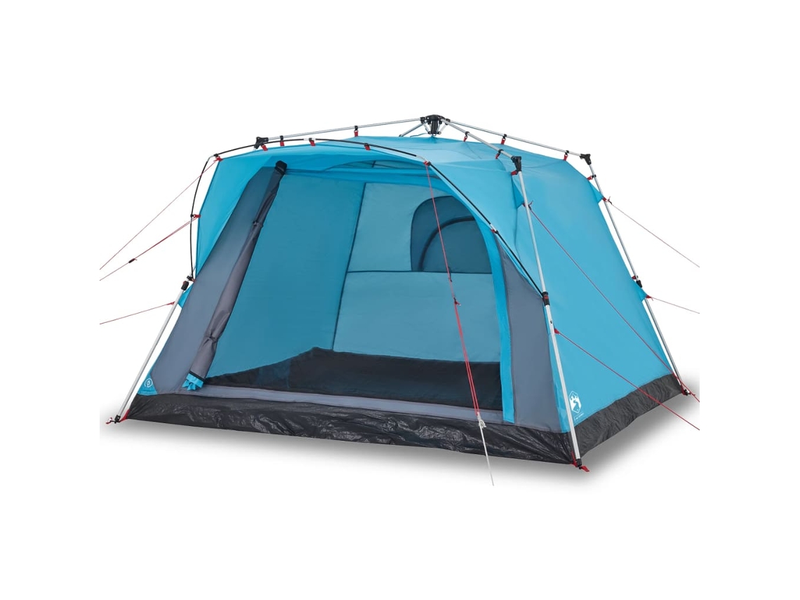 Tenda de campismo cabana para 4 pessoas VIDAXL libertação rápida azul