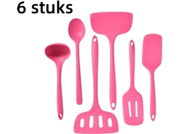 Conjunto Utensílios Silicone Rosa Resistentes Ao Calor, Para Panelas Antiaderentes, Lavável Na Lava‑louças E Para Pendurar