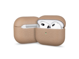 Capa Protetora Para Fones De Ouvido Airpods 3 Em Couro Granulado Cor Lichia.